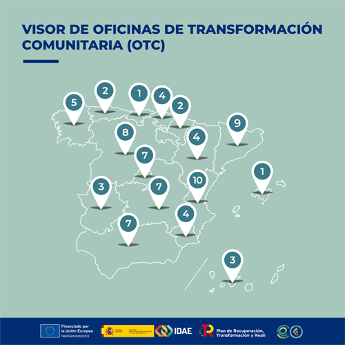 El IDAE publica el mapa de Oficinas de Transformación Comunitaria repartidas por la geografía española