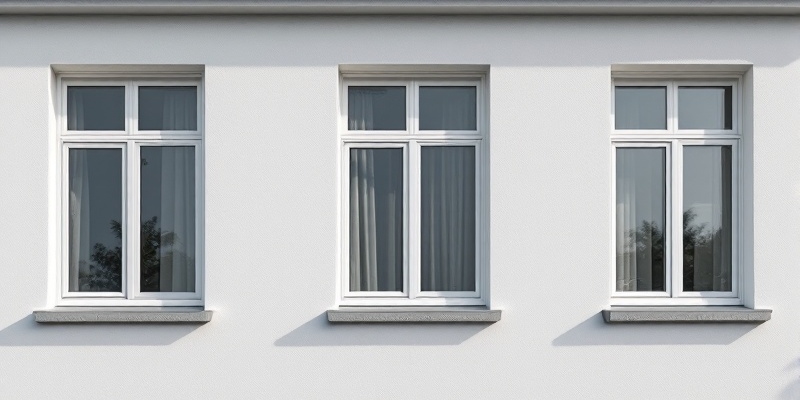 Imagen hiperrealista de una fachada con tres ventanas idénticas en un edificio residencial