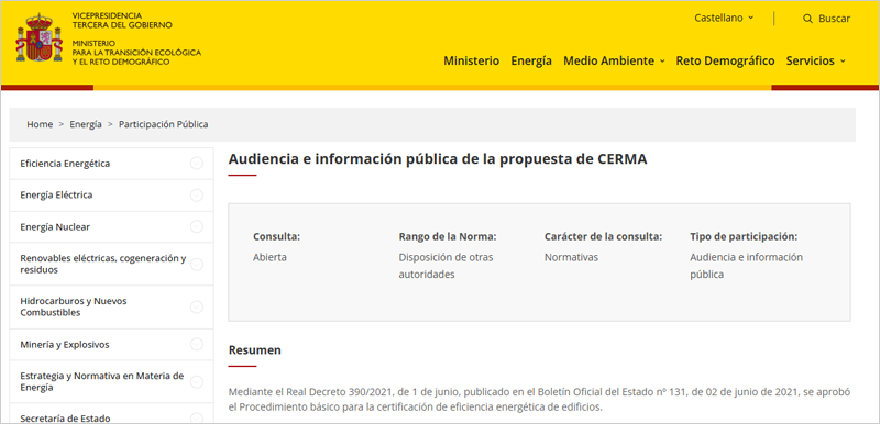 Audiencia pública para la actualización de la herramienta CERMA y el reconocimiento de DesignBuilder-CTE