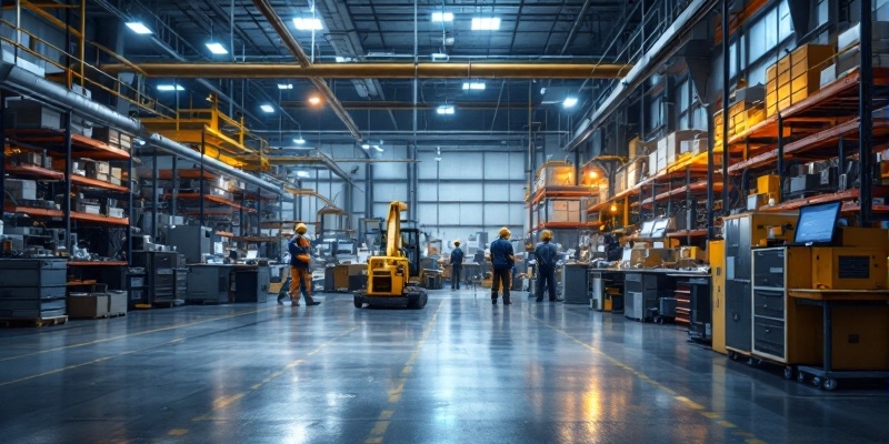 Imagen hiperrealista de una sala de trabajo en una empresa del sector industrial valenciano.