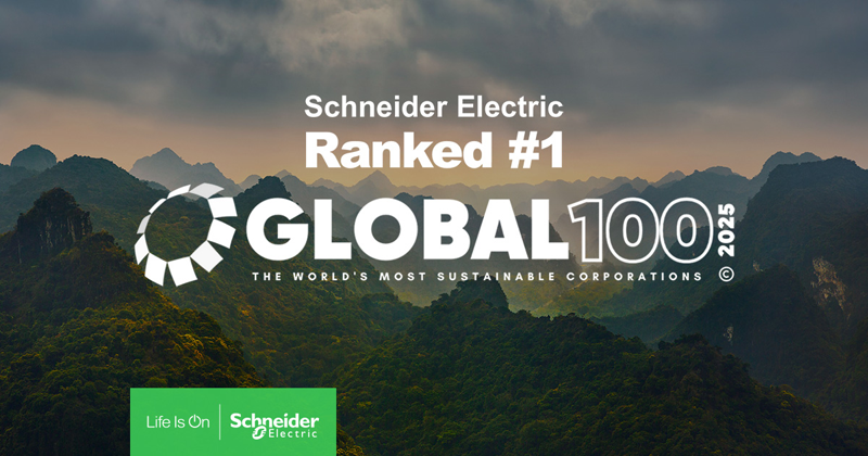 Schneider Electric ha sido nombrada por segunda vez empresa más sostenible del mundo