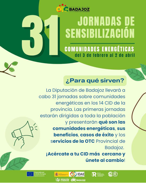 Jornadas informativas y formativas para impulsar las comunidades energéticas en la provincia de Badajoz