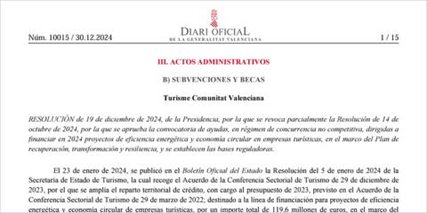 Las ayudas de eficiencia energética en empresas turísticas valencianas se adaptan a las zonas de la riada
