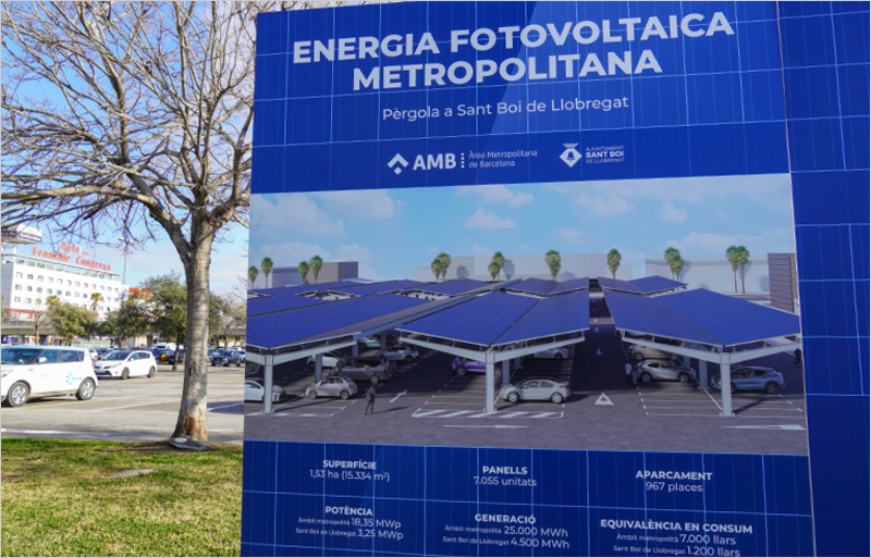 Sant Boi de Llobregat contará con una pérgola fotovoltaica con más de 7.000 paneles solares