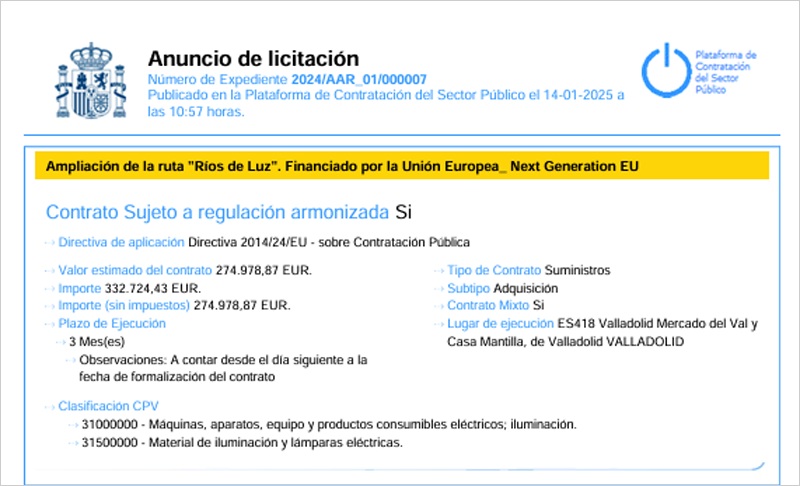 Valladolid amplía la ruta 'Ríos de Luz' con dos nuevos edificios que renovarán su iluminación por LED