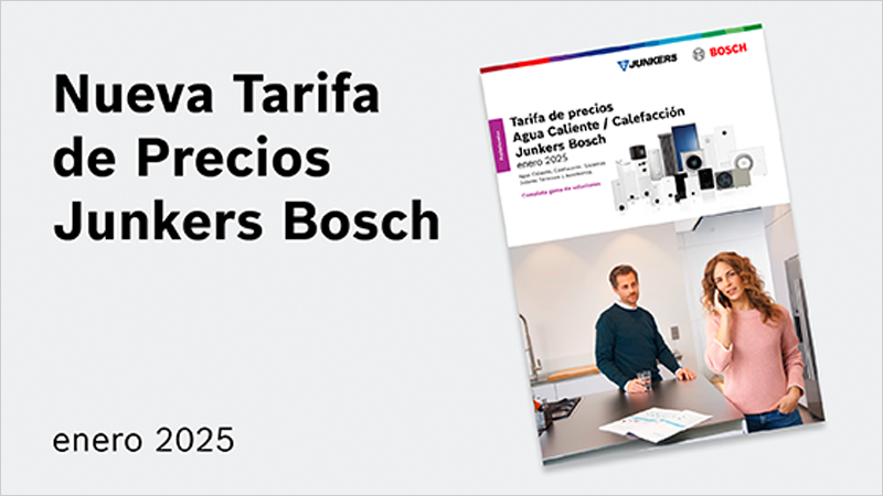 La tarifa de precios 2025 de Junkers Bosch incluye novedades en agua caliente sanitaria