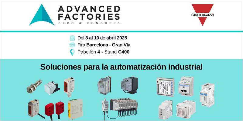 Las soluciones para la automatización industrial de Carlo Gavazzi estarán presentes en Advanced Factories 2025