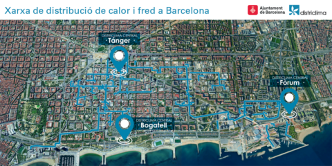 Avanzan las obras de la tercera central de la red de calor y frío de Districlima en Barcelona
