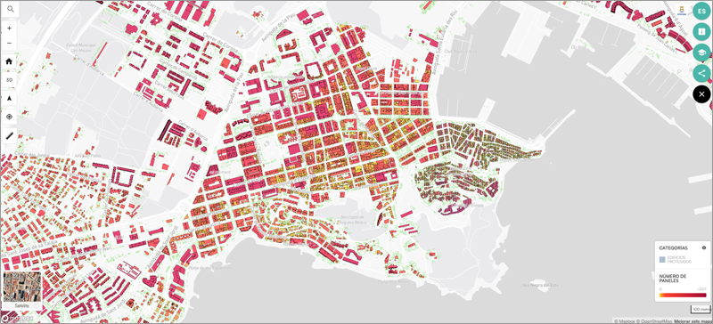 El mapa solar de Ibiza muestra que la ciudad podría alcanzar una potencia total de 48,5 MWp