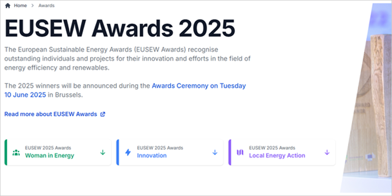 La votación pública de los finalistas de los Premios Europeos de Energía Sostenible 2025 está abierta