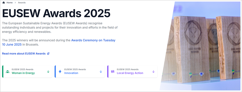 La votación pública de los finalistas de los Premios Europeos de Energía Sostenible 2025 está abierta