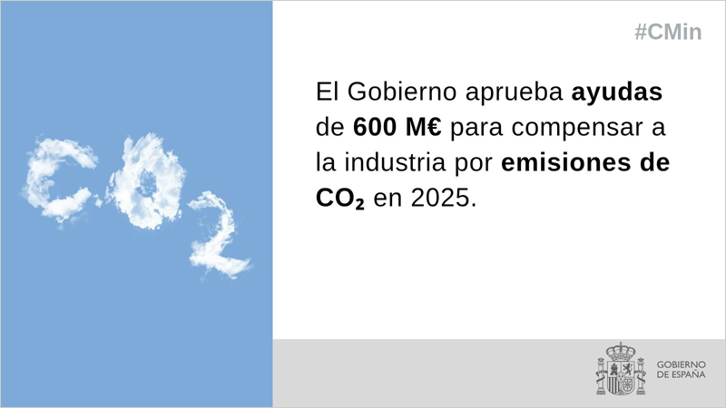 Ayudas de 600 millones de euros para la compensación por emisiones de CO2 a la industria electrointensiva