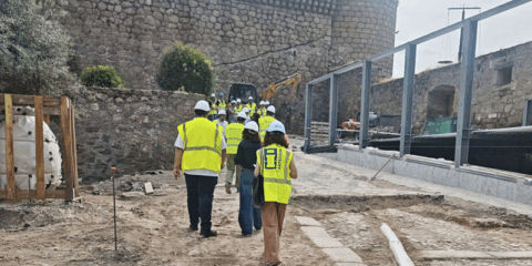 El equipo técnico de Artecoin supervisa las obras de rehabilitación del Parador de Turismo de Oropesa
