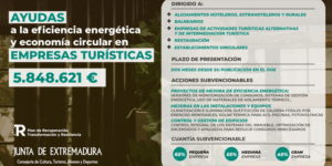 Ayudas para actuaciones de eficiencia energética y economía circular en empresas turísticas extremeñas