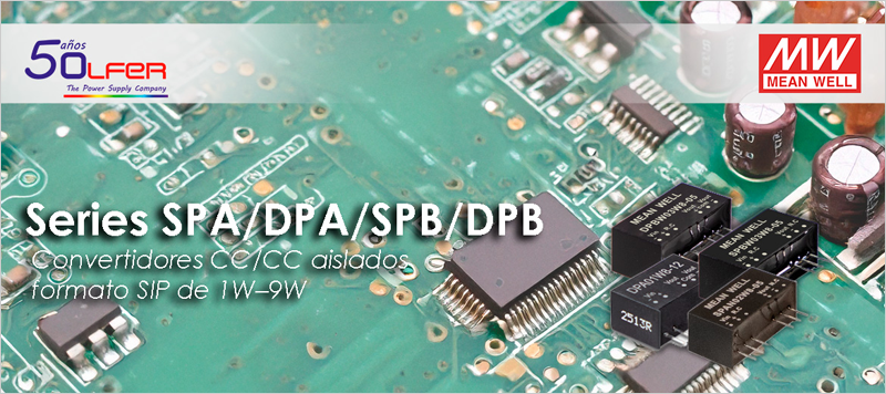 Nuevos convertidores CC/CC aislados con formato SIP distribuidos por Electrónica OLFER
