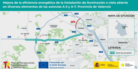 Adjudicada la mejora energética del alumbrado en las autovías A-3 y A-7 en la provincia de Valencia