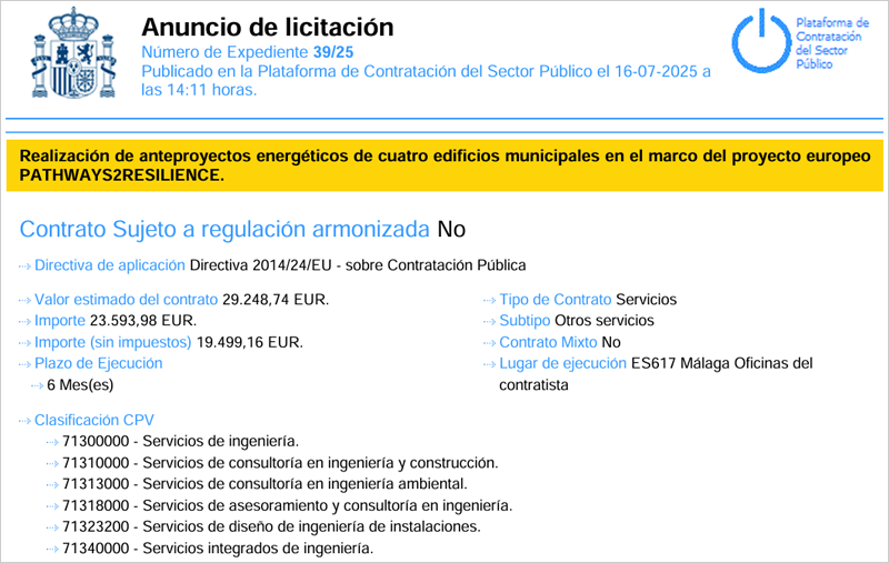 La realización de anteproyectos energéticos en cuatro edificios municipales de Málaga sale a licitación