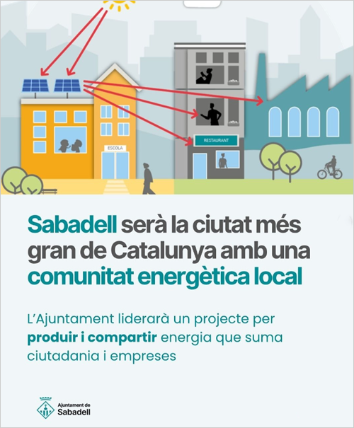 La comunidad energética local de Sabadell reunirá a la ciudadanía, empresas y servicios públicos