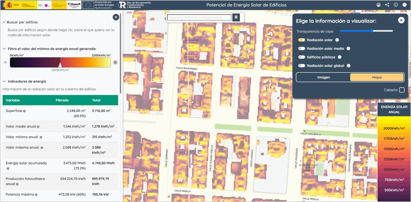 La página web sobre el potencial solar de edificios en España tiene nueva versión