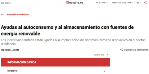 Navarra aprueba dos concesiones de ayudas al autoconsumo y almacenamiento con renovables