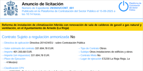 La reforma de la instalación de climatización del Ayuntamiento de Arnedo sale a licitación
