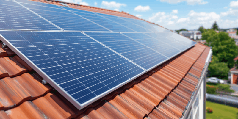 Fotografía de paneles solares instalados en un edificio en Ontinyent, representando una nueva ayuda para energías renovables.