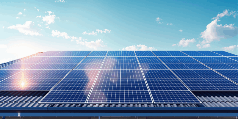 Imagen de un proyecto de autoconsumo eléctrico, mostrando paneles solares instalados en edificios municipales, impulsados por Ivace+i Energía.