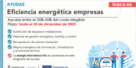 Ayudas a empresas y entidades de la Comunidad Valenciana para actuaciones de eficiencia energética