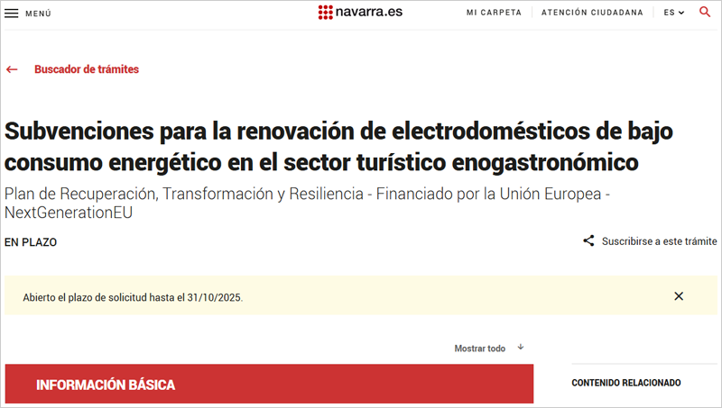 Ayudas para mejorar la eficiencia energética del sector turístico enogastronómico de Navarra