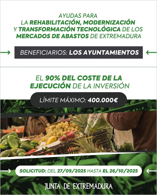 Nuevas ayudas para la modernización e inversiones energéticas en mercados de abastos extremeños