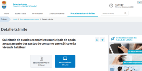 Abierto el plazo de solicitud de las ayudas para gastos de consumo energético en Bergondo