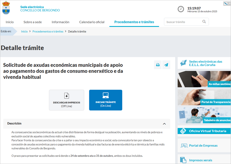 Abierto el plazo de las ayudas para gastos energéticos de la vivienda en Bergondo