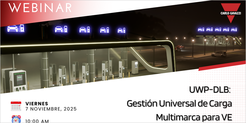 Webinar de Carlo Gavazzi sobre la gestión de UWP-DLB de carga multimarca para vehículo eléctrico