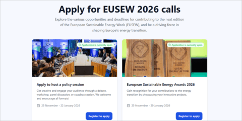 EUSEW 2026 abre el plazo para una sesión sobre políticas y nominar candidatos para los premios