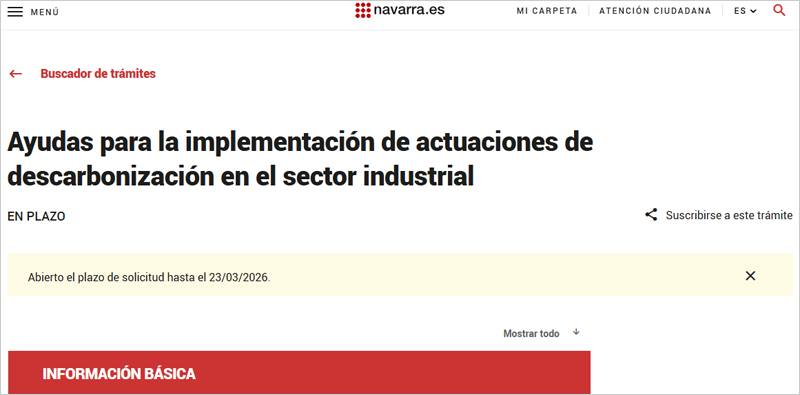 Convocatorias de ayudas para impulsar medidas de transición energética en Navarra