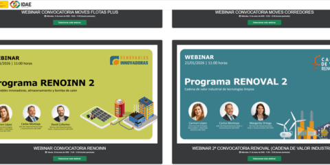 El IDAE organiza una serie de webinars para dar a conocer sus últimos programas de ayudas