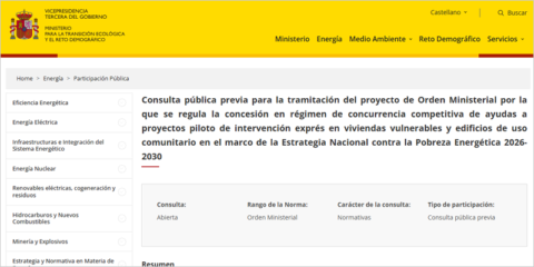 Consulta pública sobre las ayudas a proyectos piloto de intervención exprés en viviendas vulnerables