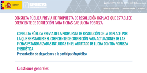 El coeficiente de corrección para actuaciones CAE contra la pobreza energética sale a consulta pública