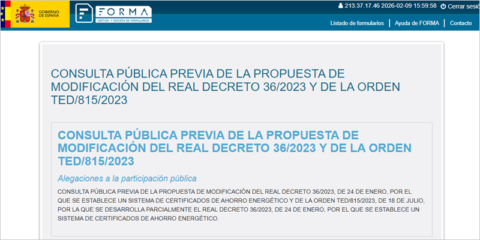 La actualización del Sistema de Certificados de Ahorro Energético se somete a consulta pública previa