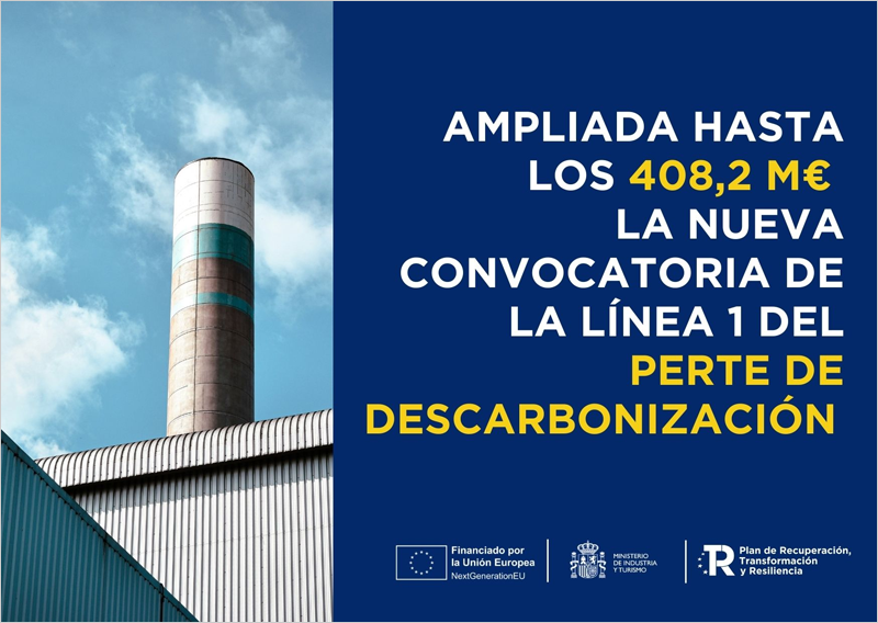 Ampliada la dotación de la convocatoria del PERTE de Descarbonización Industrial hasta los 408,2 millones