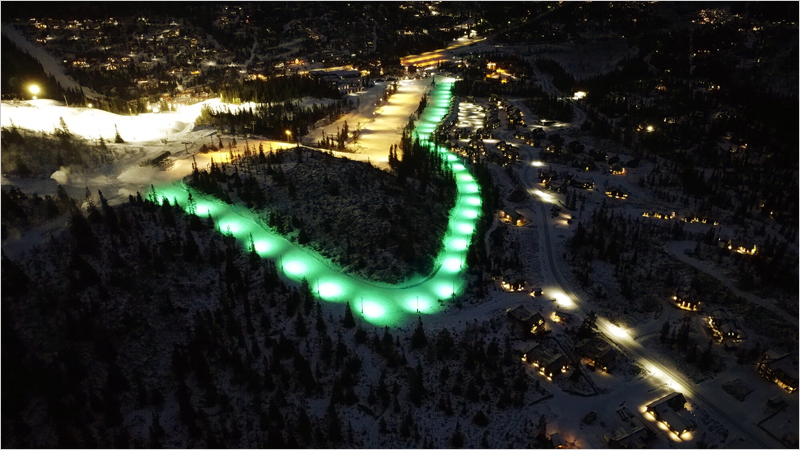 LEDVANCE ilumina la pista de esquí de la estación sueca de Vemdalen con 64 proyectores LED RGB
