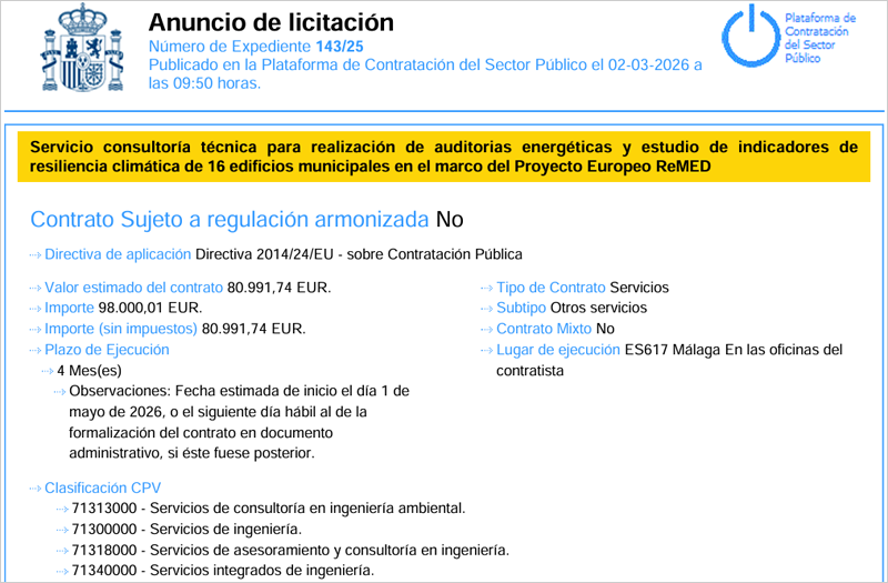 El plan de descarbonización de Málaga avanza y saca a concurso auditorías energéticas en otros 16 inmuebles