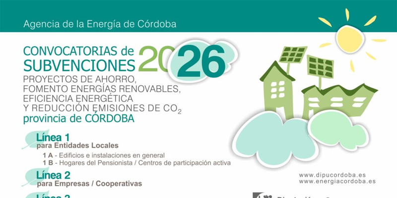 Nueva convocatoria de ayudas para mejorar la eficiencia energética y fomentar las renovables en Córdoba