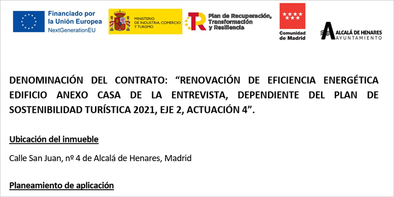La mejora de la eficiencia energética del edificio de la Concejalía de Turismo de Alcalá de Henares se licita