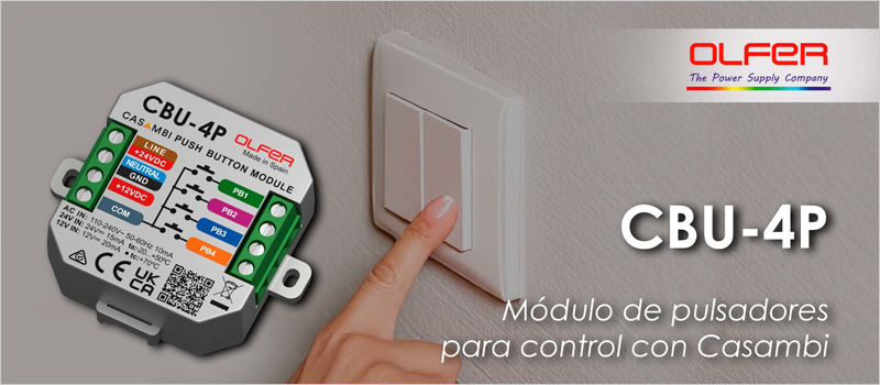 Electrónica OLFER distribuye un nuevo módulo de pulsadores para control de luminarias compatible con Casambi