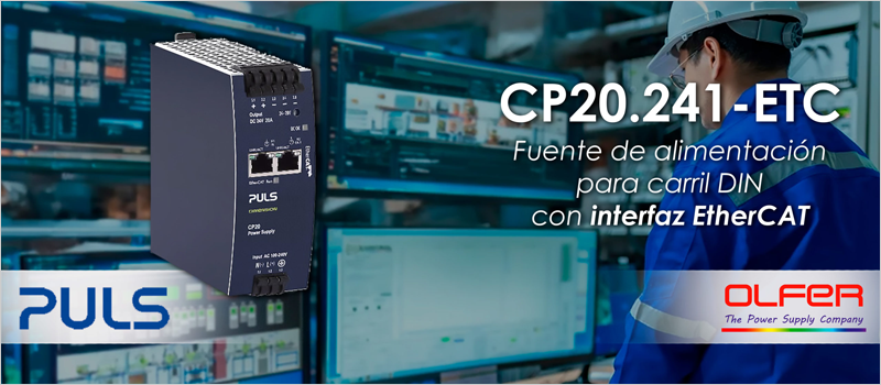 El catálogo de Electrónica OLFER incluye la fuente de alimentación CP20.241-ETC con EtherCAT y alta eficiencia energética