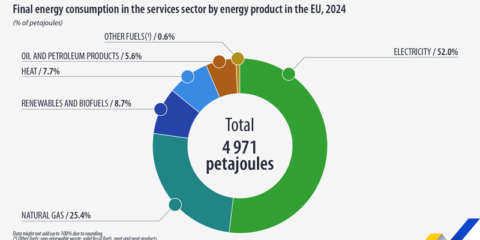 El consumo de energía en el sector servicios de la UE aumenta en 2024, según datos de Eurostat