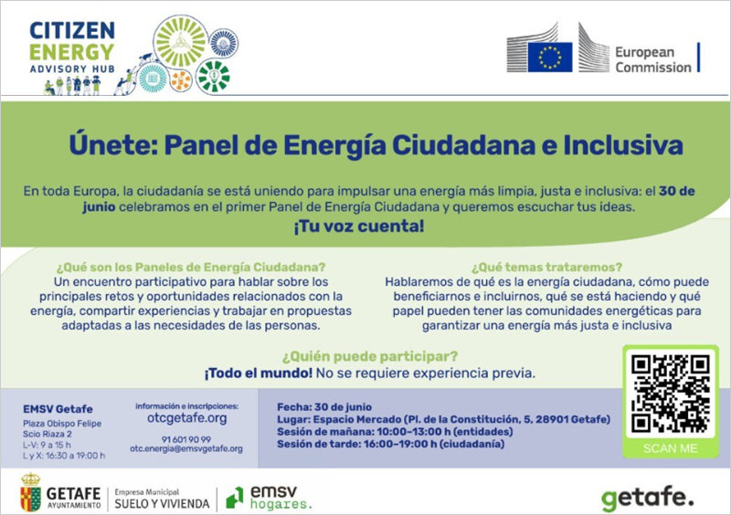 El primer Panel de Energía Ciudadana del CEAH se celebrará en Getafe con foco en energía inclusiva