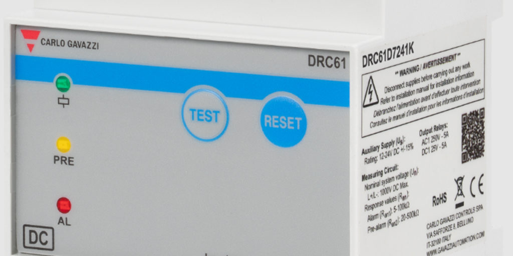 Carlo Gavazzi lanza DRC61, un dispositivo de control de aislamiento para estaciones de recarga rápida