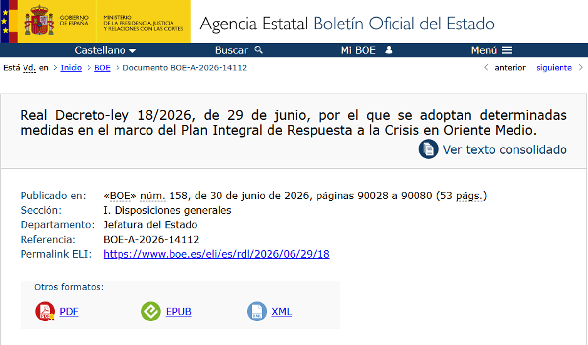Convalidado el Real Decreto-ley que prorroga las medidas energéticas y fiscales ante la crisis en Oriente Medio